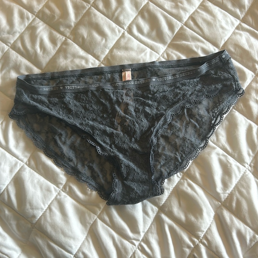 Dark gray sexy lace panties